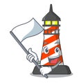 With flag classic cartoon lighthouse of red