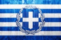 Flag and coat of arms of Greece on a textured background. Concept collage Royalty Free Stock Photo