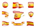 Flag Collection - Spain Set Royalty Free Stock Photo