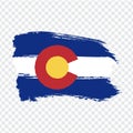 Flag of Colorado from brush strokes. United States of America. Flag Colorado on transparent background for your web site design,