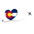 Flag COLORADO Love Romantic travel Airplane air plane Aircraft Aeroplane flying fly jet airline line path vector fun