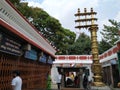 Flag column or Dhwaja Stambha in front of the Sri Kaadu Malleshwara/Mallikarjuna Swamy Temple. Hindu temple dedicated to the Shiva