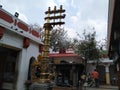 Flag column or Dhwaja Stambha in front of the Sri Kaadu Malleshwara/Mallikarjuna Swamy Temple. Hindu temple dedicated to the Shiva