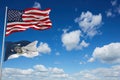 flag of Commandant of the United States Coast Guard waving in the wind. USA National defence. Copy space. 3d illustration