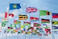 The flag of the Commonwealth of Nations with the flags of the organization's countries along with the flag of Britain Royalty Free Stock Photo