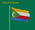 Flag Of Comoros, Comoros flag, National flag of Comoros. pole flag of Comoros Royalty Free Stock Photo