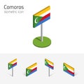 Flag of the Comoros, 3D vector isometric flat icons Royalty Free Stock Photo