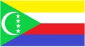 The flag of Comoros four horizontal yellow white red blue bands stripes
