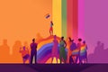flag concept celebration rainbow parade pride freedom homosexual community group. Generative AI.