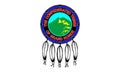 Glossy glass of flag of Confederated Tribes of the Grand Ronde Community of Oregon