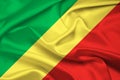 Flag Of Congo-Brazzaville, Congo-Brazzaville flag, National flag of Congo-Brazzaville. fabric flag of Congo-Brazzaville Royalty Free Stock Photo