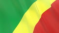 The flag of Congo. Waving silk flag of Congo. High quality render. 3D illustration