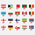 Flag corona virus icon include austria,bahamas,bahrain,bangladesh,belgium,bulgaria,canada,chad,england,estonia,finland,gabon,