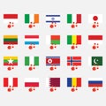 Flag corona virus icon include indonesia,ireland,israel,italy,japan,lithuania,luxembourg,madagascar,mali,monaco,myanmar,nigeria,