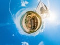 Flag of Corsica tiny planet aerial view Royalty Free Stock Photo