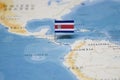 The Flag of costa rica in the world map Royalty Free Stock Photo