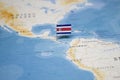 The Flag of costa rica in the world map Royalty Free Stock Photo