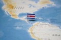 The Flag of costa rica in the world map Royalty Free Stock Photo