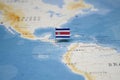 The Flag of costa rica in the world map Royalty Free Stock Photo