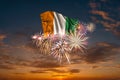 Flag of Cote dIvoire and Holiday fireworks in sky
