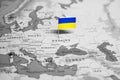 The Flag of Ukraine in the World Map Royalty Free Stock Photo