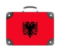 Flag of the country of Albania in the form of a suitcase for travel on a white background