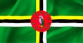 Flag of the country Dominica The flag is satin. Relief flag Dominica Flags of the countries of the world Royalty Free Stock Photo