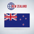 Flag of the country new zeland. vector illustration isolated on modern background with shadow.