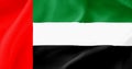 Flag of the country United Arab Emirates. The flag is satin. Relief flag United Arab Emirates. Flags of the countries of the world