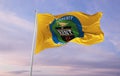 flag of county Kent, Michigan , USA at cloudy sky background on sunset, panoramic view. Patriotic concept about Kent, Michigan and Royalty Free Stock Photo