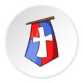 Flag of crusaders icon, cartoon style