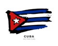 Flag of Cuba. Colored brush strokes drawn by hand. Vector illustration isolated on white background. Colorful Cuban flag