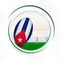 Flag of Cuba on rugby ball. Round rugby icon with flag of Cuba Royalty Free Stock Photo