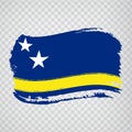 Flag of Curacao from brush strokes. Flag of Curacao on transparent background for your web site design, logo, app, UI. America.