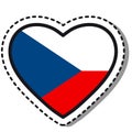 Flag Czech heart sticker on white background. Vintage vector love badge. Template design element. National day.