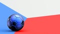 Flag of Czech Republic with metal soccer ball, national soccer flag, soccer world cup, football european soccer, american and
