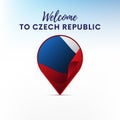 Flag of Czech Republic in shape of map pointer or marker. Welcome to Czech. Vector. Royalty Free Stock Photo