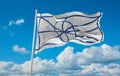 flag of Daco-Romance peoples Aromanians at cloudy sky background, panoramic view. flag representing ethnic group or culture, Royalty Free Stock Photo