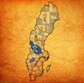 Dalarna on map of swedish counties