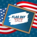 Flag Day USA sale. United States of America national Old Glory, The Stars and Stripes. 14 June American holiday. Banner with lette Royalty Free Stock Photo