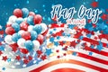Flag Day USA. United States of America national Old Glory, The Stars and Stripes. 14 June American holiday. Blue, red, and white b Royalty Free Stock Photo