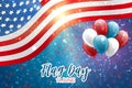 Flag Day USA. United States of America national Old Glory, The Stars and Stripes. 14 June American holiday. Blue, red, and white b Royalty Free Stock Photo