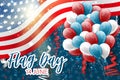 Flag Day USA. United States of America national Old Glory, The Stars and Stripes. 14 June American holiday. Blue, red, and white b Royalty Free Stock Photo