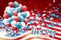 Flag Day USA. United States of America national Old Glory, The Stars and Stripes. 14 June American holiday. Blue, red, and white b Royalty Free Stock Photo