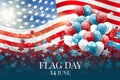 Flag Day USA. United States of America national Old Glory, The Stars and Stripes. 14 June American holiday. Blue, red, and white b Royalty Free Stock Photo