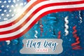 Flag Day USA. United States of America national Old Glory, The Stars and Stripes. 14 June American holiday. Blue, red, and white f Royalty Free Stock Photo