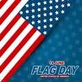 Flag Day USA. United States of America national Old Glory, The Stars and Stripes. 14 June American holiday. Blue, red, and white b Royalty Free Stock Photo