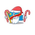 Flag democratic republic Cartoon character in Santa with candy