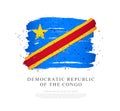 Flag of the Democratic Republic of the Congo. Brush strokes Royalty Free Stock Photo