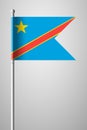 Flag of Democratic Republic of the Congo. National Flag on Flagpole. Isolated Illustration on Gray